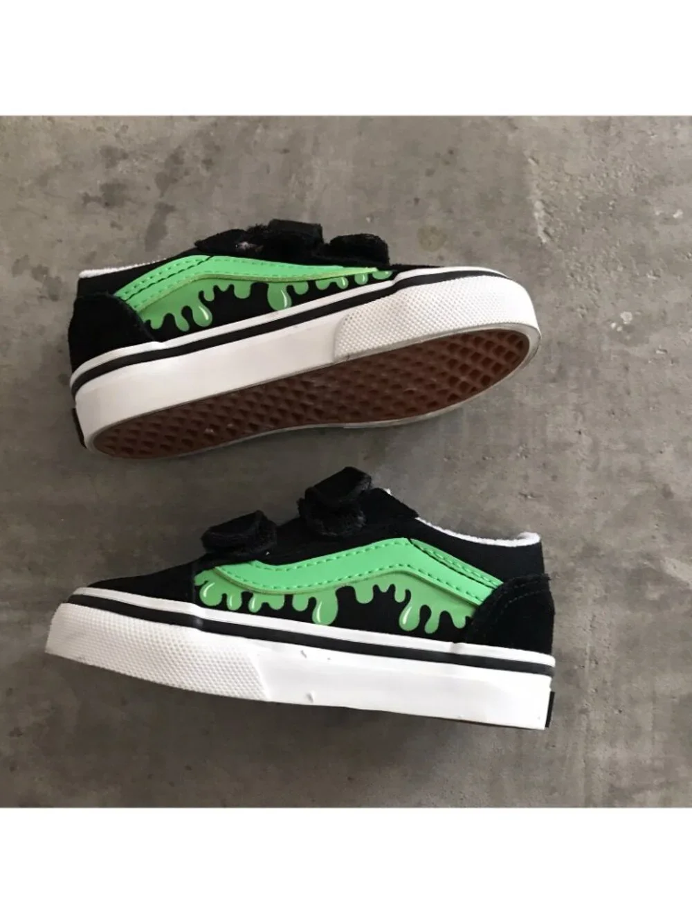 Vans Shoes Slime Old Skool Toddler Boy 5 Glows Black Green Skater Sneaker Suede
